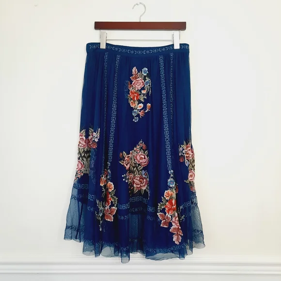 Sundance Poetry Embroidered Midi Skirt Medium NWT - Picture 1 of 8
